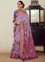 Soft Brasso Lavender Traditional Wear Printed Saree